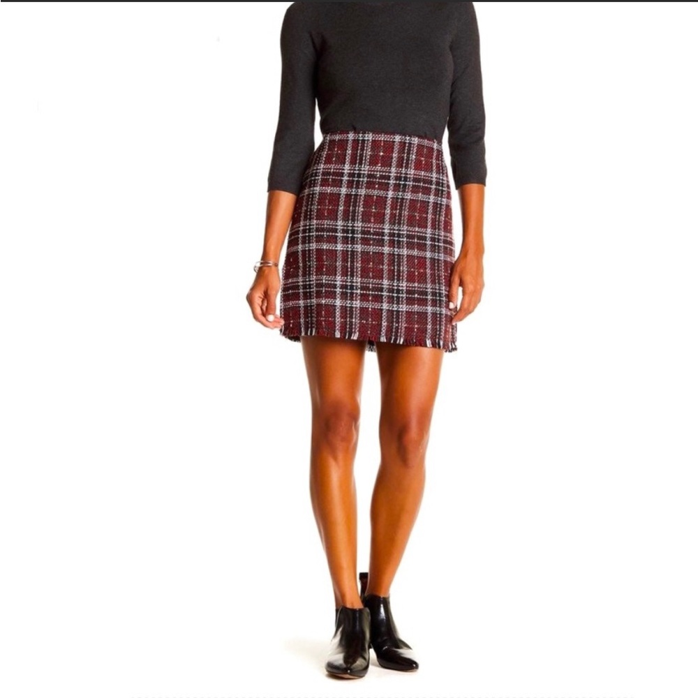 Sanctuary Red and Black Tweed Miniskirt